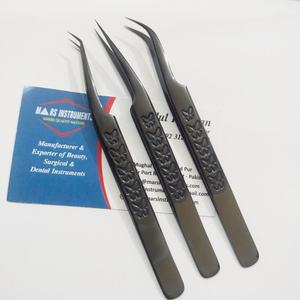 Pince à cils noire Plasma Fiber Tip Grip Pince à cils professionnelle durable pour les cils de volume Outils d'extension de cils - Product Image 5