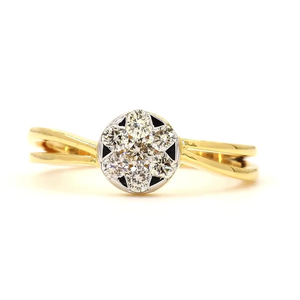 Luxury Gold Diamond Cluster Engagement <b>Ring</b> for Women with Natural Diamonds-Wedding <b>Band</b> - Product Image 6