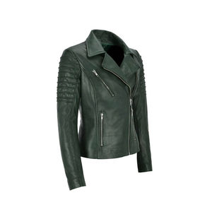 Veste en cuir véritable élégante pour femmes, style moto classique avec col montant et coupe ajustée, nouvelle veste d'extérieur pour femmes chez Nurak 2026 - Product Image 2