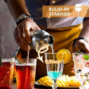 Venta caliente de acero inoxidable Bartender Barware Bar Tools 350ml Cocktail Mixer Boston Shaker con colador incorporado al por mayor - Product Image 4