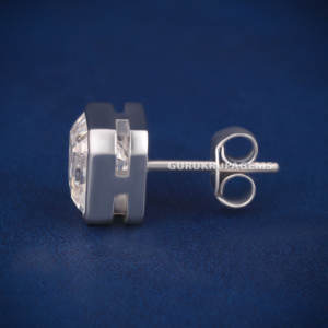 Pendientes de tuerca de diamante de moissanita con corte Asscher de 2CT, pendientes de tuerca cuadrados de plata 925 VVS Clarity Premium - Product Image 5