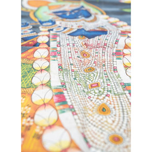 Arte Pichwai, Tapiz de Pared de Algodón Azul Bohemio, Diseño Nórdico Moderno Hecho a Mano para Decoración del Hogar, Formato de Cuerda de Algodón - Product Image 3