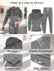 100% coton SWEATSUIT léger à capuche ensemble cordon de serrage fermeture hiver écologique délavé imprimé strass embelli - Product Image 6