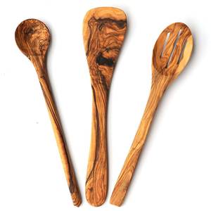 Juego de cucharas de espátula de madera de teca Natural no tóxicas de agarre suave 3 uds ecológicas para cocinar utensilios de sartén antiadherentes herramientas - Product Image 1