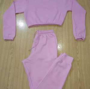 Chándales de lana con diamantes de imitación para mujer, ropa de calle de nailon juvenil, chándal de terciopelo personalizado de buena calidad de algodón grueso para invierno - Product Image 2