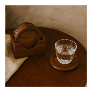 Bois massif fini rond en bois naturel thé servant sous-verre de table maison bureau Caffe décoration vaisselle but décoratif - Product Image 2