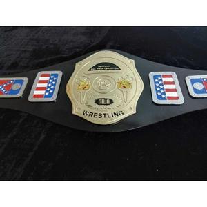 Ceinture de championnat de lutte en équipe nationale NWA AWA Huzaim Elite Sports, en métal zinc et cuir de vache véritable, équipement sportif - Product Image 2