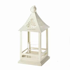 Linterna de vela de vidrio/Metal blanco decorativo de estilo nórdico para decoración navideña y del hogar, linternas de mesa y suelo - Product Image 5