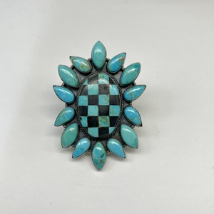 Natural Turquoise Checker <b>Ring</b> 925 <b>Sterling</b> <b>Silver</b> Turquoise <b>Rings</b> Beautiful <b>Rings</b> Wedding <b>Rings</b> Fashion <b>Rings</b> Bohemia <b>Ring</b> - Product Image 1