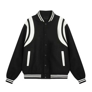 Haute qualité Logo personnalisé hommes essentiel classique PU rayé boutons fermeture Baseball Varsity veste 2 tons pour hommes 2025 - Product Image 5
