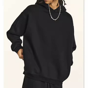 100% algodón liso Sudadera con capucha en blanco para hombre Sudadera con capucha de peso pesado Sudadera de gran tamaño Hombres Cropped Streetwear Sudadera con capucha - Product Image 2