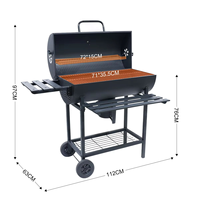 Parrilla de Carbón para Exteriores, Moderna, Resistente, de Acero con Recubrimiento en Polvo, con Ruedas, para Jardín o Patio Trasero, con Mesas Plegables