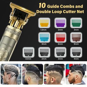 Tondeuse à cheveux électrique sans fil professionnelle pour hommes, 10 guides de coupe, rasoir à barbe rechargeable à l'épreuve du rasoir, alimentation USB - Product Image 4
