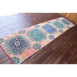 พรมขนาด 2.9x10.7 ฟุต, พรมตุรกีโบราณ, พรมขนสัตว์สีน้ำเงินล้วน - Product Image 2