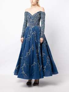 เดรสค็อกเทลแขนยาวพิเศษ, ชุดงานพรอมความยาวถึงพื้นเป็นประกาย - Product Image 4