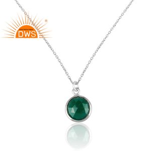 Designer Fine Silver Natural Green Chalcedony Pendant <b>Necklace</b> Gemstone Jewelry Supplier Classic Collection Dainty Collection - Product Image 3