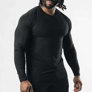 New Best Design Gym Wear <b>Compression</b> <b>Shirts</b> for Men Long Sleeve 100% Polyester/Nylon Anti-Bacterial 220g Bodybuilding <b>Shirts</b> - Product Image 4