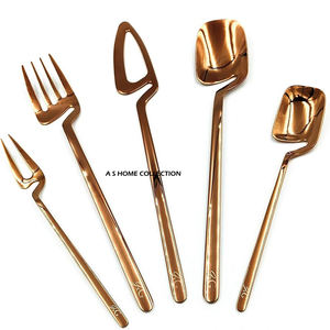 Wholesale Salad Serving Spoon Set of 6 with Black Gift Box <b>Mirrored</b> Steel <b>Vintage</b> Luxury Serving Spoon with <b>Gold</b> Metal Handle - Product Image 5