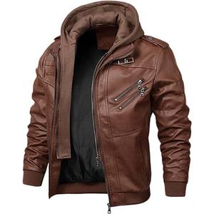 Chaqueta de Cuero Genuino para Hombre, Corte Ajustado, Cierre Frontal, Estilo Casual, Ropa de Motociclista, Chaqueta de Cuero Genuino de Primera Calidad al por Mayor - Product Image 1