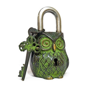 Serrure à prix de gros serrure en laiton à manille normale courte avec clé couleur verte en forme de hibou pour porte de bureau - Product Image 1