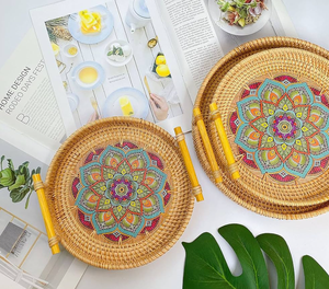 Viet fargimex ถาดแล็กเกอร์หวายแบบเวียดนามทาสีธรรมชาติเคลือบเงาเพื่อการตกแต่งบ้านที่หรูหราและเป็นมิตรต่อสิ่งแวดล้อม - Product Image 4