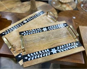 Bandeja decorativa moderna de nácar para tocador de mesa de centro y decoración de dormitorio, regalo de boda, bandeja para servir de nácar - Product Image 3