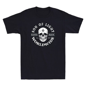 Maître maçon fils de lumière dans le monde entier franc-maçonnerie Vintage hommes T-Shirt haute qualité sur mesure chemises à manches courtes - Product Image 1
