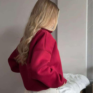 เสื้อสเวตเชิ้ตผ้าฟลีซทรงโอเวอร์ไซส์ ปักลายตามสั่ง คอซิปครึ่งตัว แขนเสื้อแบบดรอปโชว์เดอร์ หลากสี ผ้าเฟรนช์เทอร์รี่ สำหรับผู้หญิง - Product Image 5