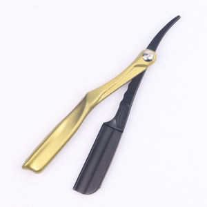 Cuchillo de afeitar plegable de acero inoxidable, herramienta de depilación de estilo antiguo Vintage con mango de madera, maquinilla de afeitar de peluquero desechable - Product Image 1