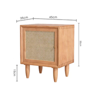 Mesita de noche moderna de madera con ratán, mesita de noche con cajones, muebles de dormitorio para el hogar, mesita de noche de madera