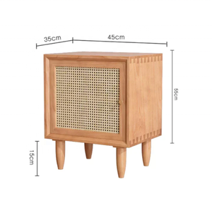 Mesita de noche moderna de madera con ratán, mesita de noche con cajones, muebles de dormitorio para el hogar, mesita de noche de madera - Product Image 3