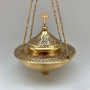 Incensario de Metal adornado divino EternaSmoke, quemador de incienso de iglesia tradicional con cadena, pulido de latón Vintage para uso religioso - Product Image 3