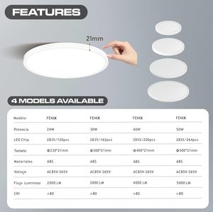 Plafoniera a LED CLAR - Round 24W 30W 40W 50W, lampada da soffitto moderna per bagno, soggiorno, camera da letto o cucina - Product Image 1