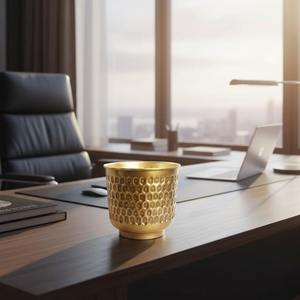 Jardinière en métal martelé de qualité supérieure avec support, finition dorée, pour intérieur/extérieur, décoration de jardin et de maison, prix de gros - Product Image 5