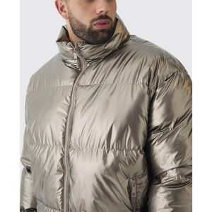 Hood Bubble Casual Zipper <b>Thin</b> Front Custom <b>Waterproof</b> Windproof Reversible Breathable Streetwear Puffer Men's Winter <b>Jacket</b> - Product Image 3
