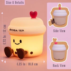 Bubble Tea Night Light Silicone Milk Tea Lamp Cute Dessert Bedside Nursery Light - Product Image 4