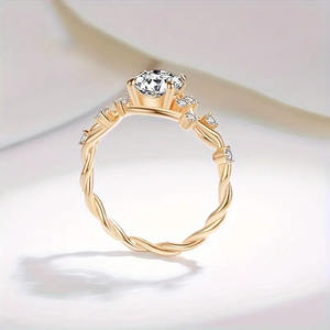 Anillo Vintage de Oro Macizo con Diamante Cultivado en Laboratorio Estilo Rama, de Moda, para Promesa o Compromiso, Regalo para Mujer, Joyería al por Mayor - Product Image 3