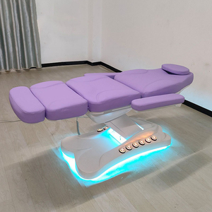 Silla estética de elevación eléctrica moderna de un botón con luz LED cama de tratamiento cosmético mesa de masaje de pestañas de Spa púrpura - Product Image 3