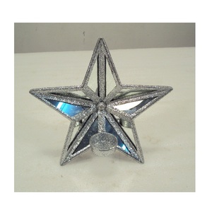 Decorative Silver Glitter Finished Metal <b>Star</b> Tea <b>Light</b> Candle Holder <b>Christmas</b> Ornaments For Home Decor - Product Image 2