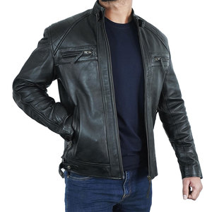 Veste en cuir pour homme de style nouveau, utilisation en extérieur, veste en cuir de qualité supérieure, veste en cuir de couleur unie - Product Image 4