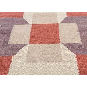 พรมขนสัตว์สีเบจน้ำตาล ADWL-13175 ทำมือ ลายเรขาคณิต สไตล์โบโฮ ทอแบบแบน สำหรับบ้าน ห้องนั่งเล่น ทางเดิน รูปทรงสี่เหลี่ยมผืนผ้า ขนาด 4 เมตร หนา 10 มม. - Product Image 3