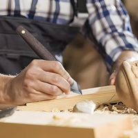 Couteau de marquage, couteau à tracer pour le travail du bois avec gaine en cuir, couteaux à double lame biseautée en acier à haute teneur en carbone avec bois