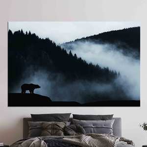 Art paysager de montagne brumeuse : Décoration murale sur toile imprimée, TOILE ENVELOPPEE - Product Image 1
