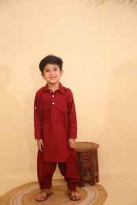 Conjunto de ropa de niño de 2 piezas étnico indio tradicional Pathani Kurta pijama Achkan Sherwani para festivales de boda 2 niños - Product Image 4