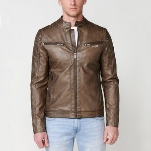 Venta directa de fábrica, ropa de invierno, chaquetas de cuero a la moda para hombre, ropa informal, chaquetas de cuero teñidas lisas para hombre - Product Image 3