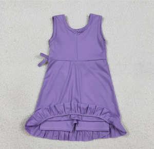 ชุดเดรสเด็กผู้หญิงแขนกุดสำหรับเล่นโยคะ กระโปรงระบายยาวถึงเข่า - Product Image 3
