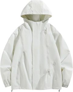 Chaqueta con Capucha Unisex con Cierre de Cremallera, Cuello Alto, Logotipo Frontal, para Actividades al Aire Libre, Senderismo, Pesca, Ropa de Abrigo de Otoño - Product Image 4