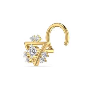 18kt Yellow Rose & White <b>Gold</b> 0.09CT Natural Round Diamond Triangle <b>Nose</b> Pin Trendy Body Jewelry for Women Wedding Birthday Gift - Product Image 4
