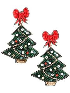 ตุ้มหูลูกปัดต้นคริสต์มาสแบบติดมุกและเพชรสไตล์ทางศาสนาคลาสสิกสำหรับงานแต่งงานหรือของขวัญ - Product Image 2