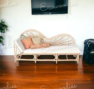Juego de sofá de tres plazas hecho a mano respetuoso con el medio ambiente Bmboo Cane, Diván cama, sala de estar, balcón, muebles, sofá lateral de caña de ratán - Product Image 5